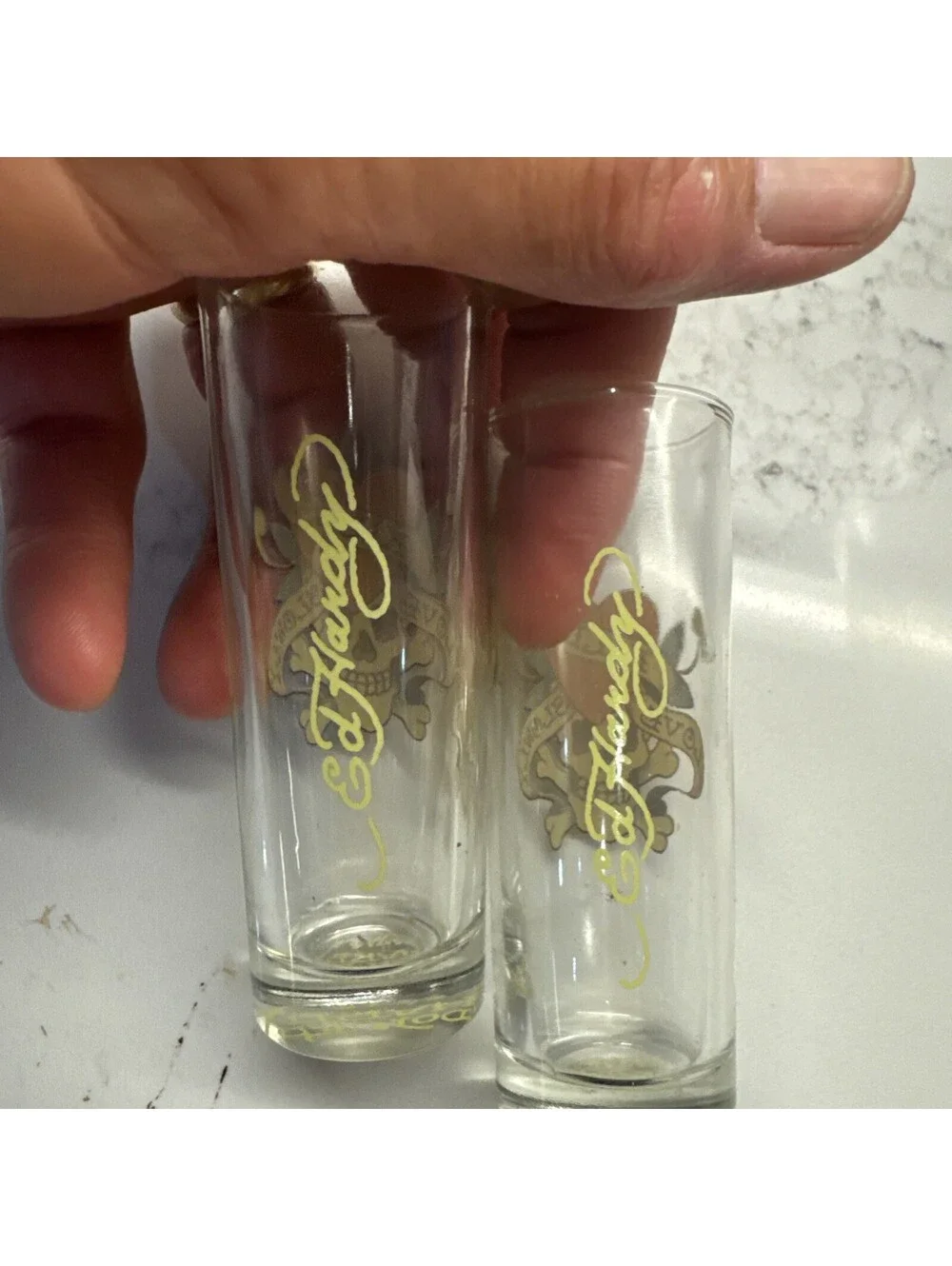Don Ed Hardy LOVE KILLS SLOWLY 2 Shot Glasses